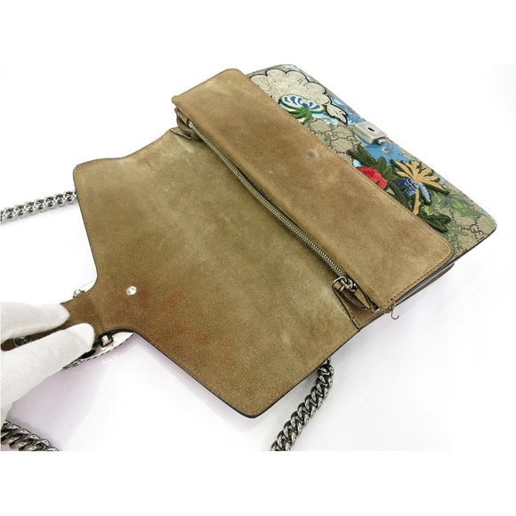 Gucci Beige and Blue Floral Shoulder Bag - Picture 8 of 16